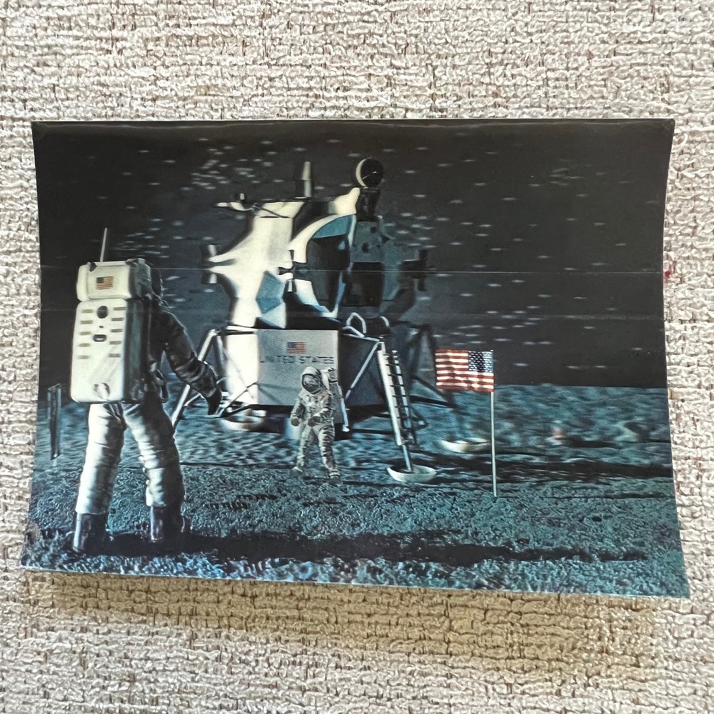 Vintage 1971 Apollo Moon Landing 3D Lenticular Postcard NASA Space Memorabilia